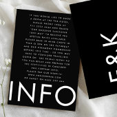 Ultra Modern Bold Big Monogram Weddenschap Details Informatiekaartje