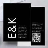 Ultra Modern Bold Monogram QR CODE RSVP Weddenscha Kaart