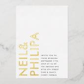 Ultra Modern Bold NAMES Eenvoudig huwelijk Folie Uitnodiging (Voorkant)