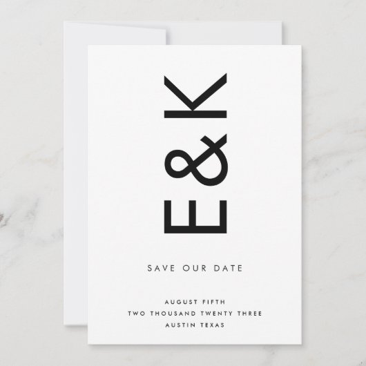 ULTRA MODERN BOLD NAMES MONOGRAM BEWAREN DE DATUM KAART (Voorkant)