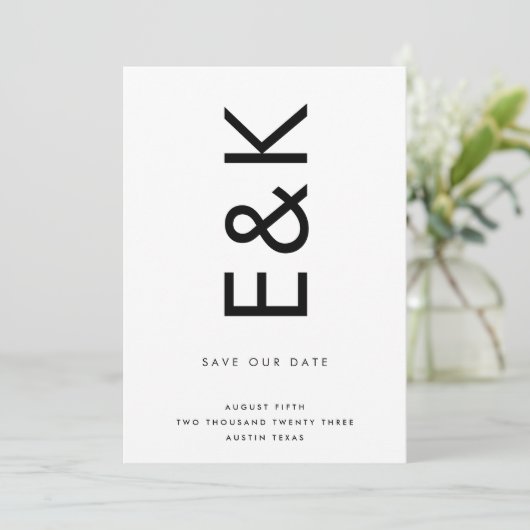 ULTRA MODERN BOLD NAMES MONOGRAM BEWAREN DE DATUM KAART (Staand voorkant)