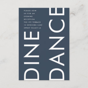 Ultra Modern Bold Navy Monogram DANCE Wedding Informatiekaartje