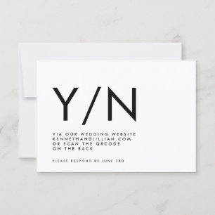Ultra Modern BOLD QR CODE TRENDY Website Y/N RSVP Kaartje