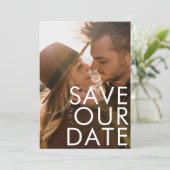 Ultra Modern Bold White Multi Photo Custom Save The Date (Staand voorkant)