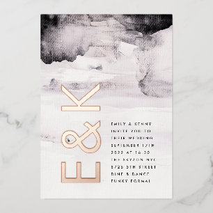 Ultra Modern Genderneutraal Ink Wedding Folie Uitnodiging