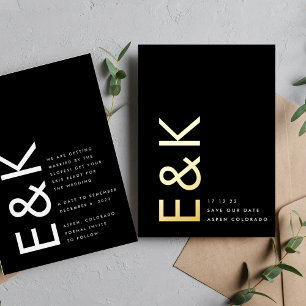 Ultra Modern Gold niet-fotomonotoon bespaart onze  Folie Uitnodiging