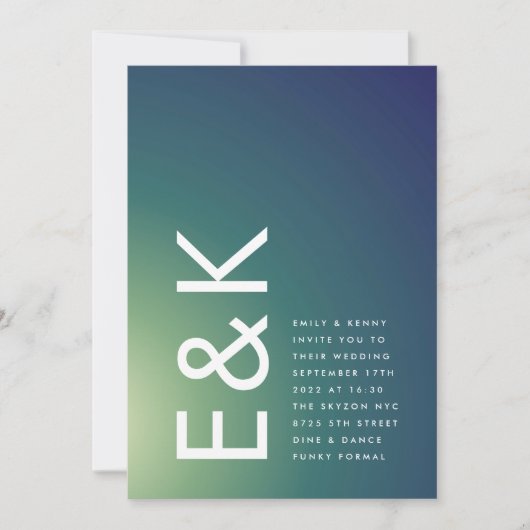 Ultra Modern Gradient Green Ombre Wedding Kaart (Voorkant)