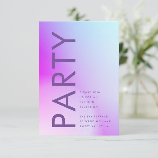 Ultra Modern gradiënt Paars valhuwelijk Informatiekaartje (Staand voorkant)