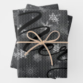 ULTRA Modern | Grijs Zwart Vrolijk Kerstfeest Inpakpapier Vel (In situ)