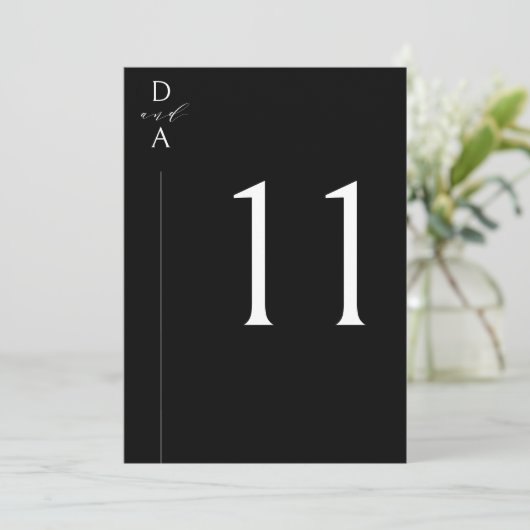 Ultra-modern minimal zwart-wit tafelnummer-N Save The Date (Staand voorkant)