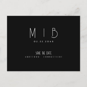 Ultra Modern Monogram B/W Sla de datum op Briefkaart