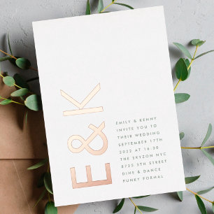 Ultra Modern Sage Green Monogram Weddenschap ROOS  Folie Uitnodiging