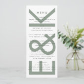 Ultra Modern Sprekende Groen Witte Monogram Menu (Staand voorkant)