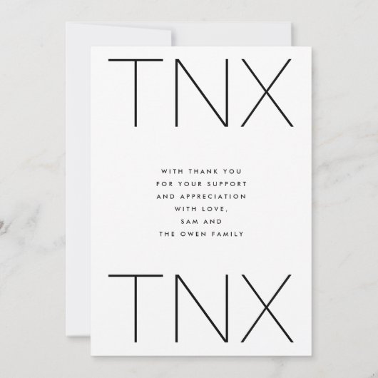 Ultra modern zwart TNX Simple Photo Afstuderen Bedankkaart (Achterkant)