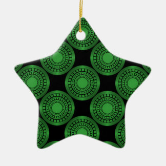 Ultra Moderne cirkels Ster Ornament, Groen Keramisch Ornament