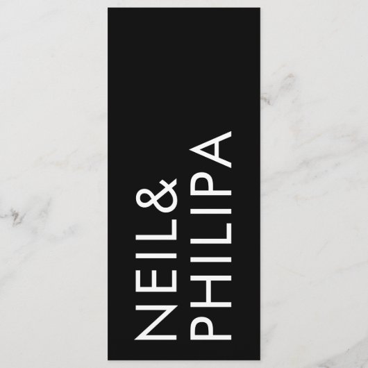 Ultra Moderne Eenvoudige Grote Vette Namen Bruilof Menu (Achterkant)