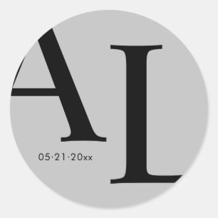 Ultra moderne grote monogram bruiloft ronde sticker