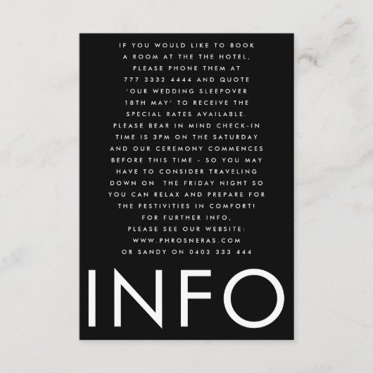 Ultra Moderne Grote Vette Namen Bruiloft Details Informatiekaartje (Voorkant)