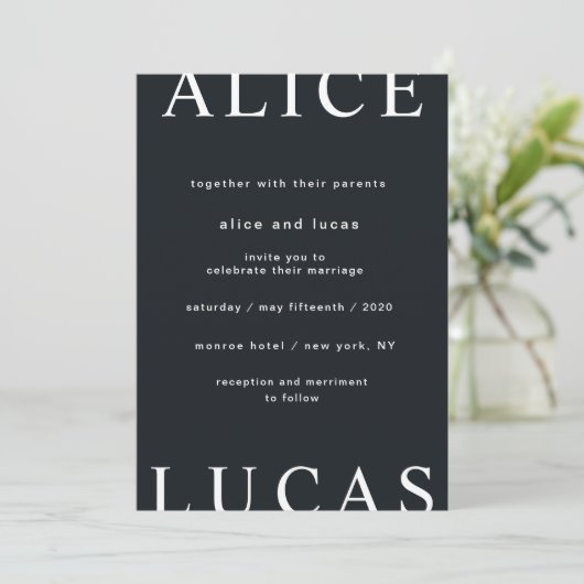 Ultra moderne lay-out Elegant Script bruiloft Kaart (Staand voorkant)