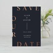 Ultra Moderne Layout Donkerblauw Save the Date Folie Uitnodiging (Staand Voorkant)