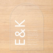 Ultra Moderne Monogram Trouweboog Acryl Uitnodigingen (Voorkant)