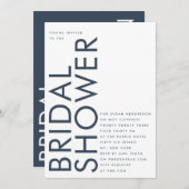 Ultra Navy Blue Modern Custom Name Bridal Kaart (Voorkant / Achterkant)