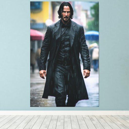 Ultra Realistic illustration of Keanu Reeves Canvas Afdruk (Insitu (Houten vloer))