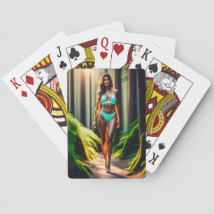 ultra-realistisch meisje in bikini-speelkaarten pokerkaarten