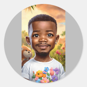Ultra-realistische baby Jamie Foxx-cartoon met gro Ronde Sticker