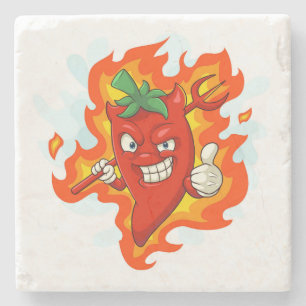 Ultra Red-Hot Cartoon Chili Pepper Stenen Onderzetter