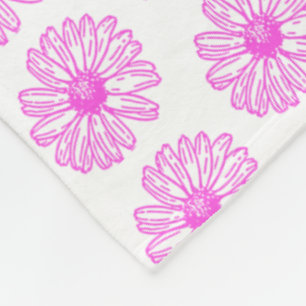 Ultra-roze Daisy Flower Print, Hippie Floral Fleece Deken