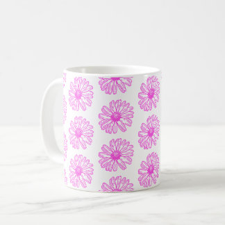 Ultra-roze Daisy Flower Print, Hippie Floral Koffiemok