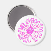 Ultra-roze Daisy Flower Print, Hippie Floral Magneet (Voorkant / Achterkant)