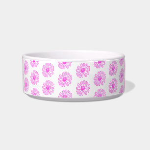 Ultra-roze Daisy Flower Print, Hippie Floral Voerbakje