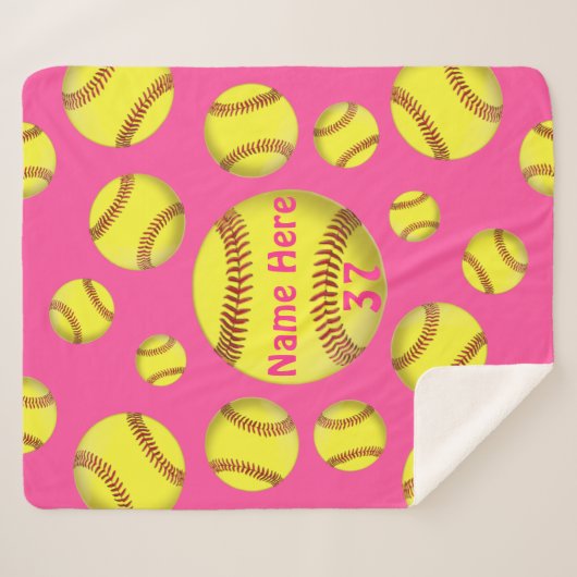 Ultra Soft Sherpa - Aangepaste Softball Blankets Sherpa Deken (Voorkant (horizontaal))
