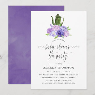 Ultra Violet Bloemen Baby Shower Thee Feestje Kaart