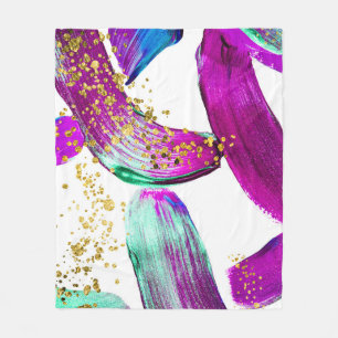 Ultra Violet Brush: Abstracte kunst Fleece Deken