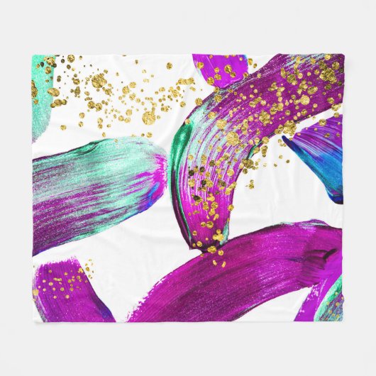 Ultra Violet Brush: Abstracte kunst Fleece Deken (Voorkant (Horizontaal))