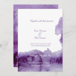 Ultra Violet  Elegant Waterverf Wedding Kaart