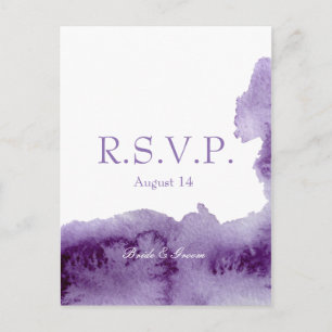 Ultra Violet Elegant Waterverf Wedding RSVP Uitnodiging Briefkaart