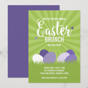 Ultra Violet en Green Easter Brunch Egg Hunt Card Kaart