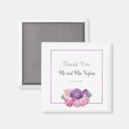 Ultra violet en roze Roses bruiloft bedankt Magneet (Voorkant / Achterkant)