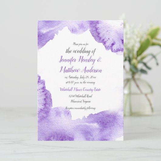 Ultra violet Faire-part de mariage d'aquarelle (Debout devant)