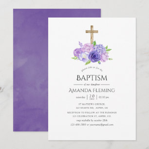 Ultra Violet Floral Baptism of Christening Kaart