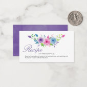 Ultra Violet Floral Vrijgezellenfeest Recipe Invoe Notitiekaartje (Voorkant / Achterkant in situ)