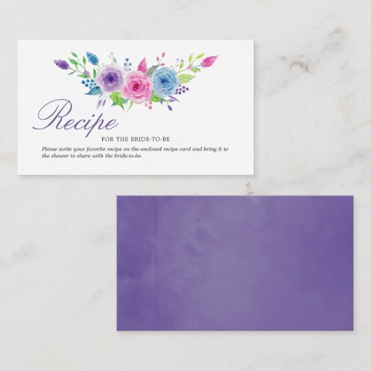 Ultra Violet Floral Vrijgezellenfeest Recipe Invoe Notitiekaartje (Voorkant / Achterkant)