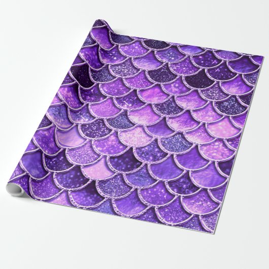 Ultra Violet Glitter Mermaid Scales Cadeaupapier (Uitgerold)