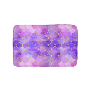 Ultra Violet & Gold Mermaid Scale Patroon Badmat