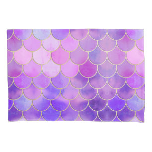 Ultra Violet & Gold Mermaid Scale Patroon Kussensloop