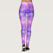 Ultra Violet & Gold Mermaid Scale Patroon Leggings (Achterkant)